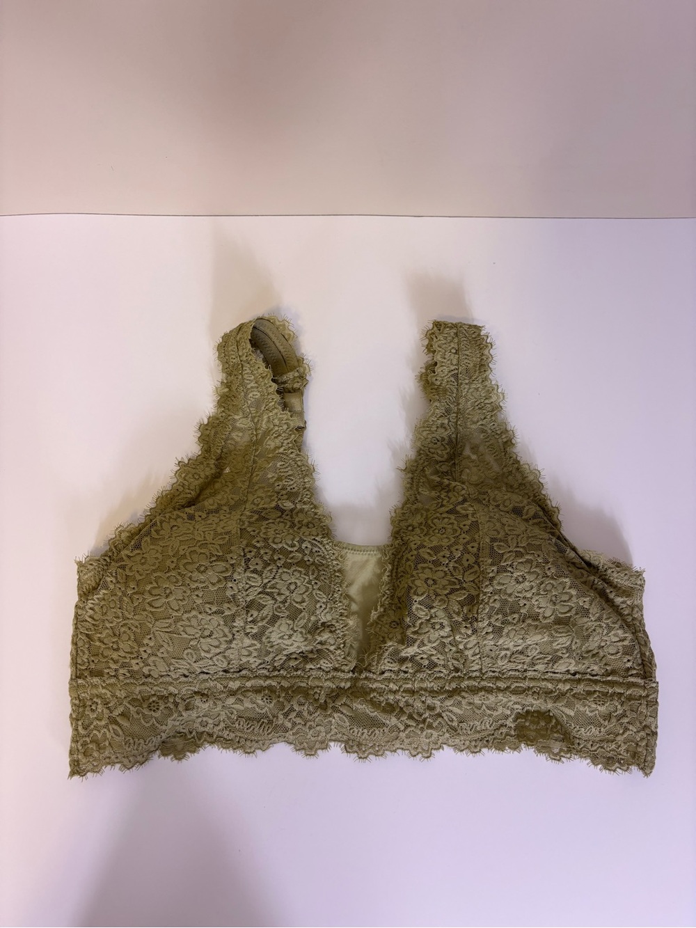 Aerie Light Green Lace Bralette Bra- Soft Floral Wireless Style XL